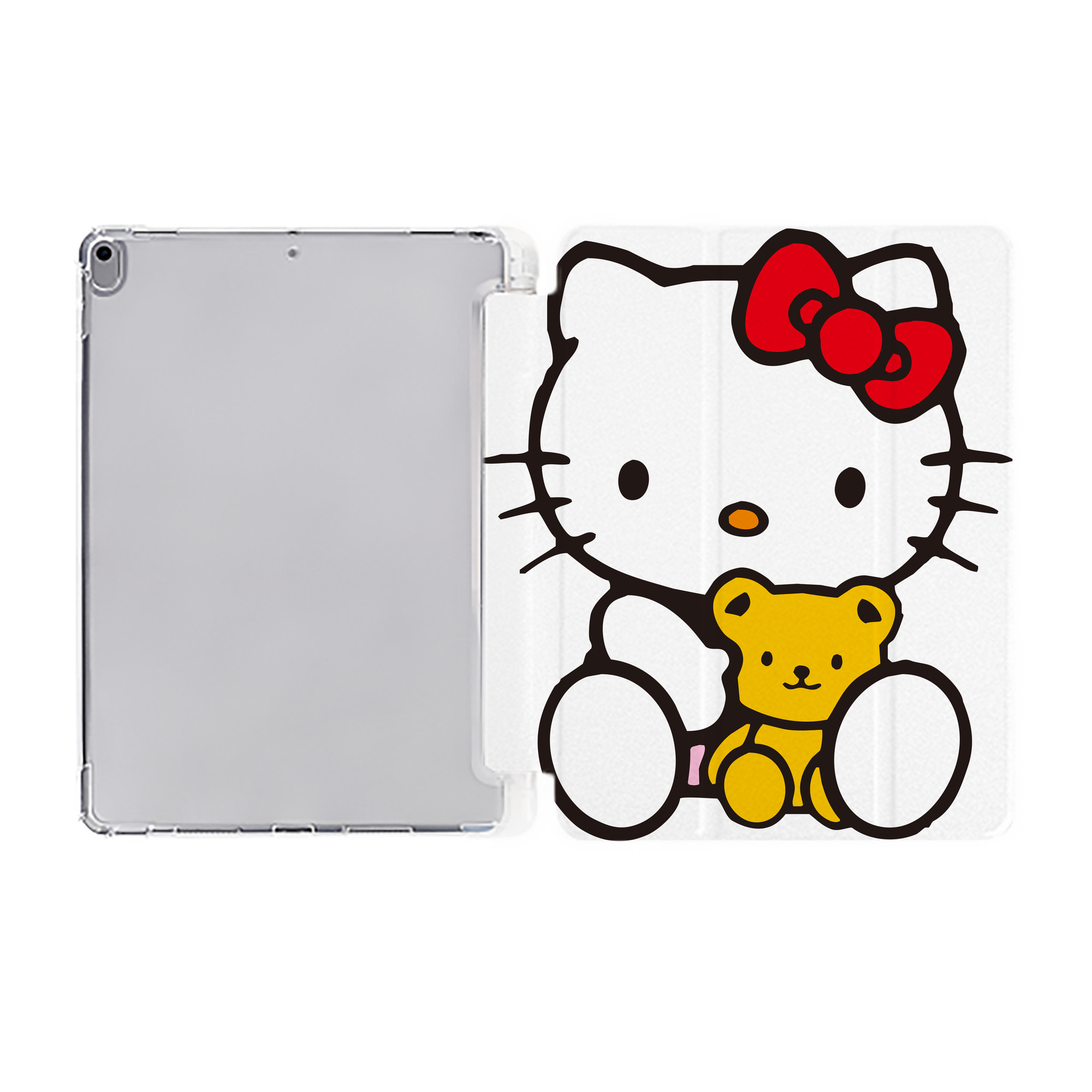 （画像用） Hello Kitty ハローキティ IPad ケース ペン収納付き 三つ折りスタンド PUレザー×シリコン 対応機種9.5/10.5/10.9インチ